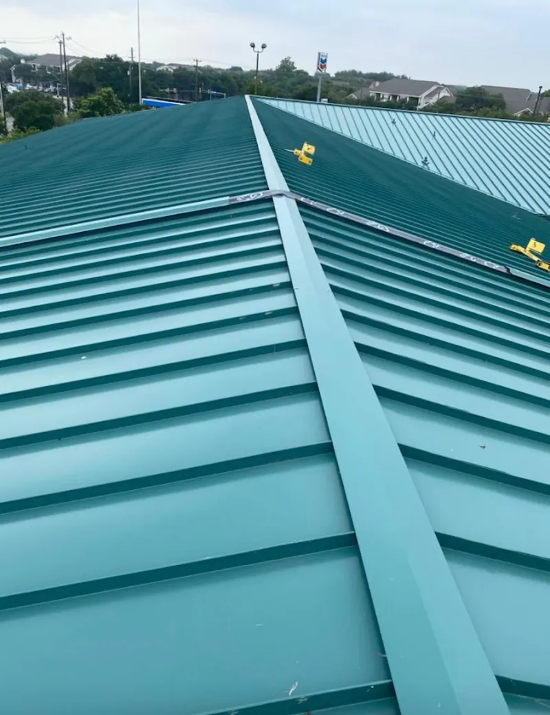 Green commercial metal roof ridge and valley for Metal Roof Repair in Endicott